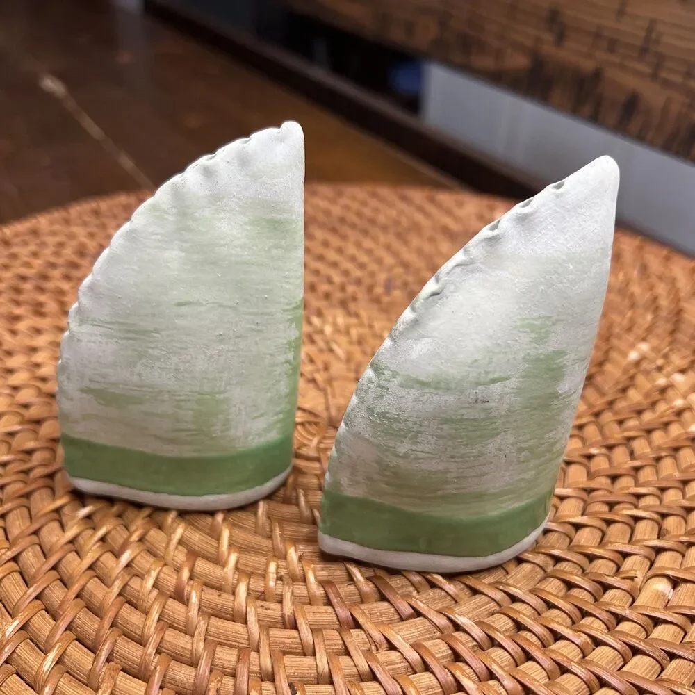 Handmade Studio Pottery Green Salt & Pepper Shaker Set